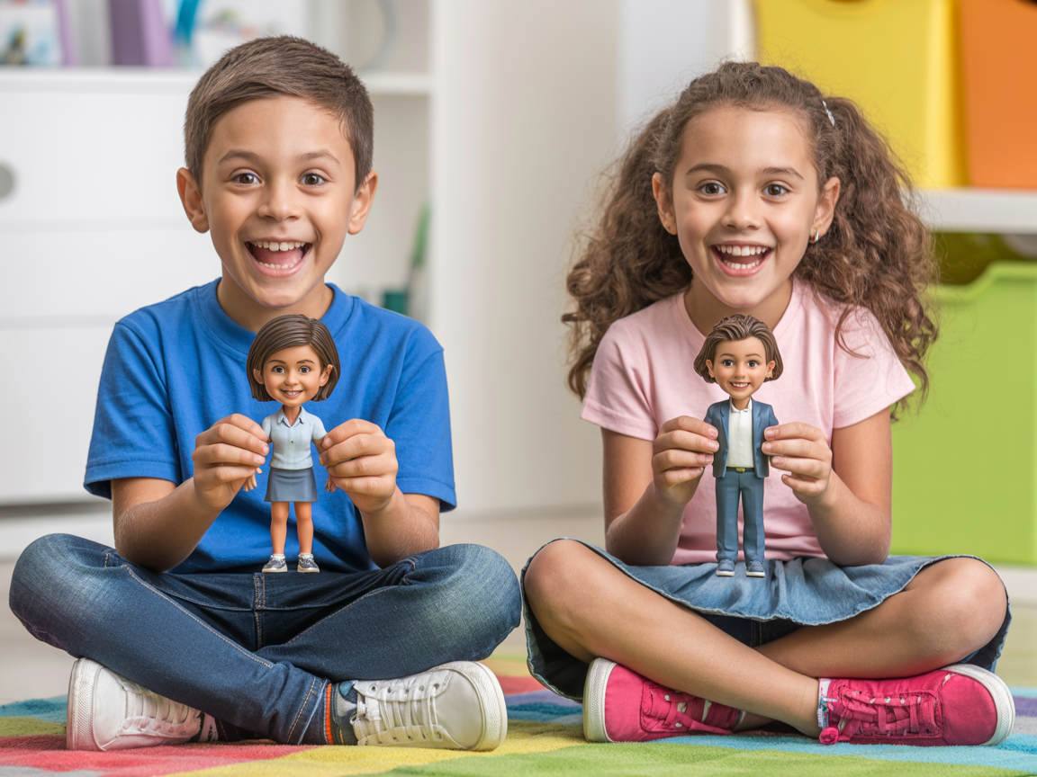 Children with their 3D figures
